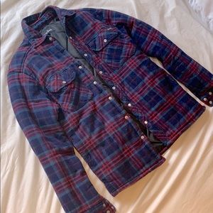 Blue and red Check quilted flannel jacket
